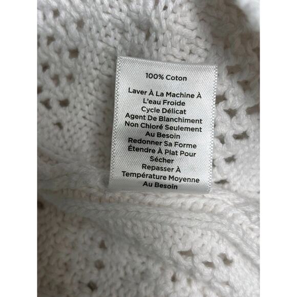 Talbots Open Knit Sweater Plus Size Womens 1X White Pullover Long Sleeve Cotton - Picture 4 of 7